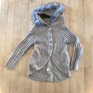 Free People Almost Vintage rare-shaped cardigan with detachable fur